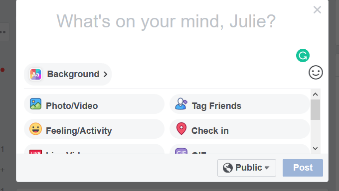 Grammarly-icon-bottom-on-FB-post - Mẹo kỹ thuật trực tuyến Sử dụng ứng dụng Grammarly để kiểm tra bài đăng trên Facebook