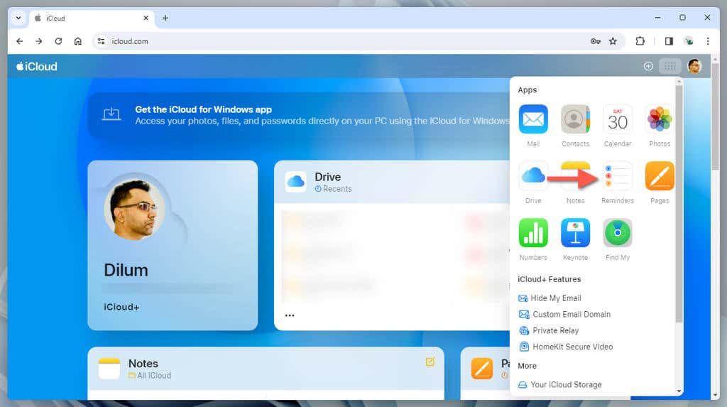 cách sử dụng-apple-reminders-on-a-windows-pc-3-nén - Help Desk Geek Cách sử dụng Apple Reminder trong Windows hình 3