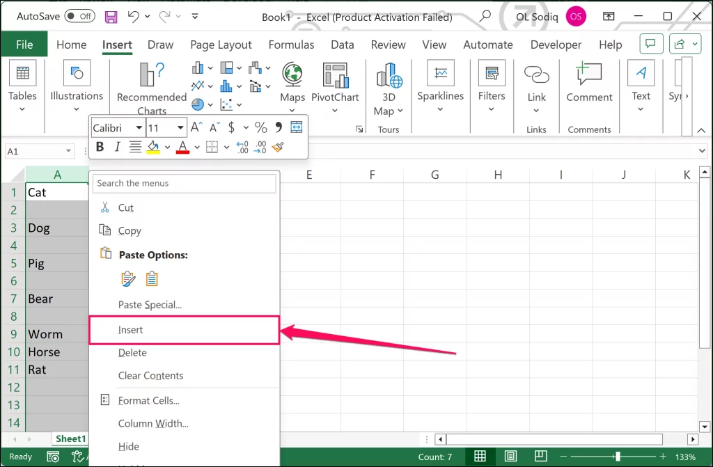 xóa-blank-rows-in-microsoft-excel - Help Desk Geek "Chèn" tùy chọn trong menu ngữ cảnh Excel