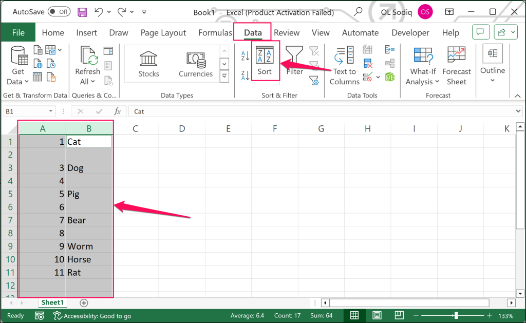 cách xóa-blank-rows-excel - Help Desk Geek "Loại" công cụ trong Excel "Dữ liệu" chuyển hướng