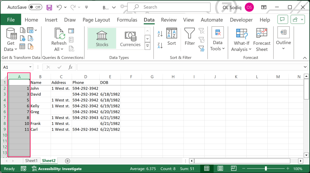 xóa-blank-rows-excel-bảng tính - Help Desk Geek Cột A trong bảng tính Excel