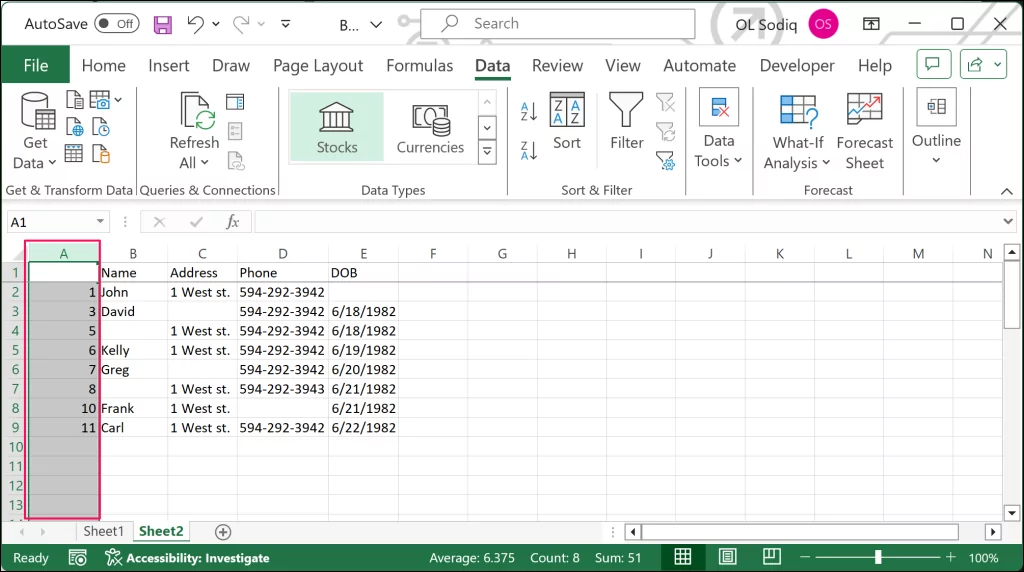 xóa-blank-rows-excel-bảng tính - Help Desk Geek Cột A trong bảng tính Excel
