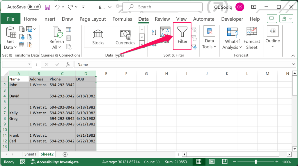 xóa-empty-rows-excel-sử dụng-bộ lọc - Help Desk Geek Công cụ lọc trong Microsoft Excel