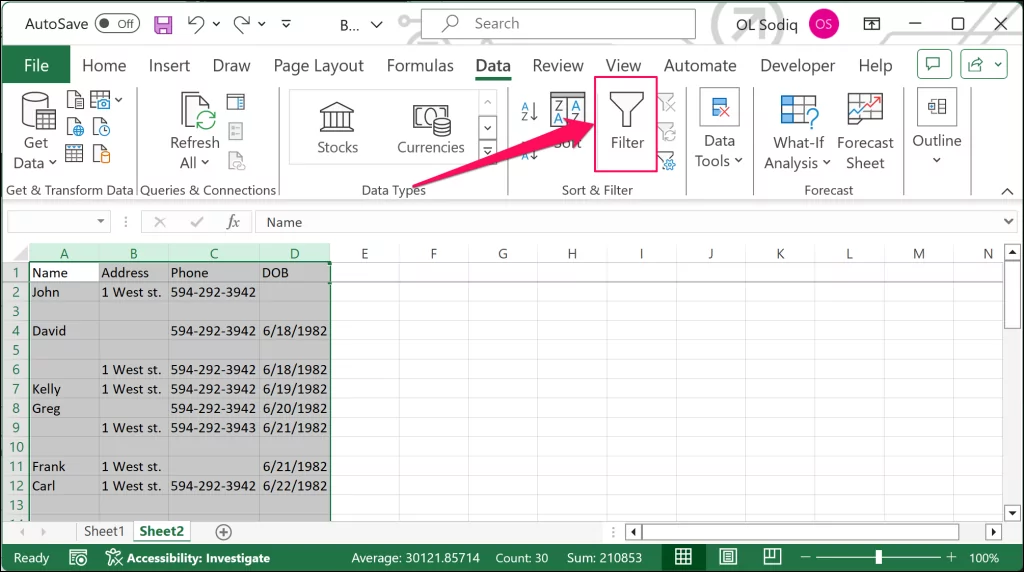 xóa-empty-rows-excel-sử dụng-bộ lọc - Help Desk Geek Công cụ lọc trong Microsoft Excel