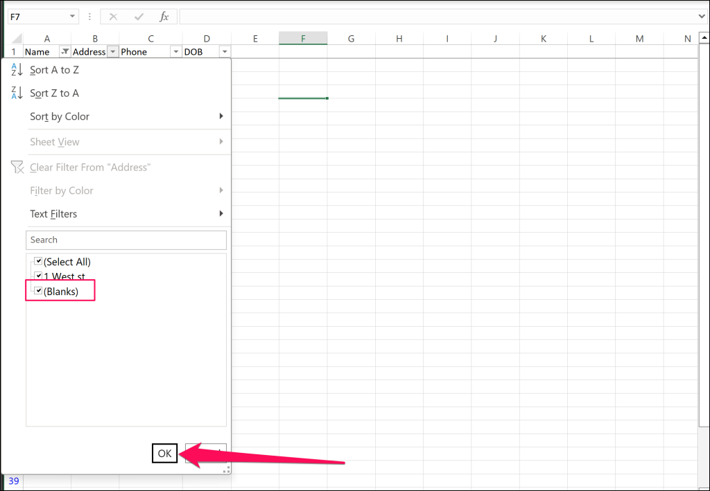 cách xóa-blank-rows-in-microsoft-excel-windows - Help Desk Geek Áp dụng tính năng lọc Khoảng trống vào bảng tính Excel