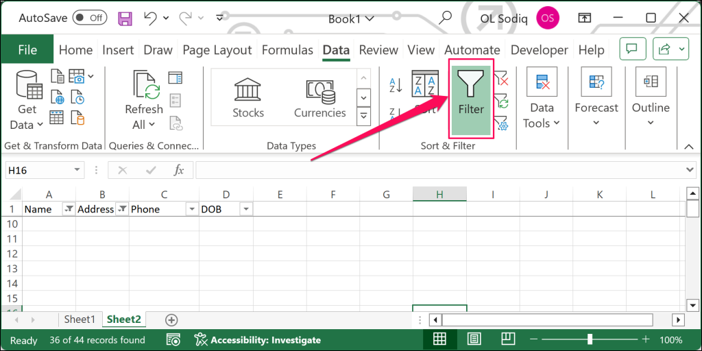 filter-empty-row-microsoft-excel - Bộ phận trợ giúp Geek Công cụ lọc trong Excel