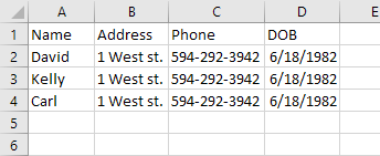 dữ liệu đã xóa excel - Help Desk Geek Bảng tính Excel có dữ liệu như sau columns: Tên, Địa chỉ, Điện thoại và Ngày sinh