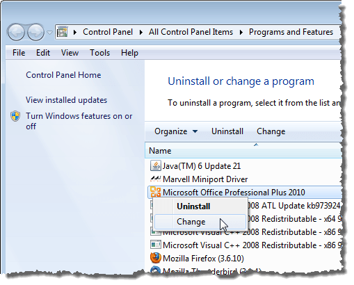 Thay đổi cài đặt Microsoft Office