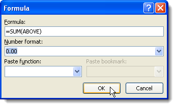 Đóng hộp thoại Công thức trong Word 2007