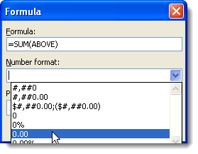 Chọn định dạng Số trên hộp thoại Công thức
