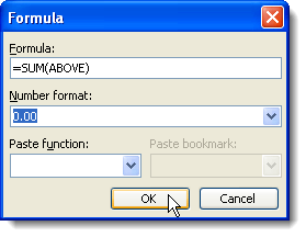 Đóng hộp thoại Công thức