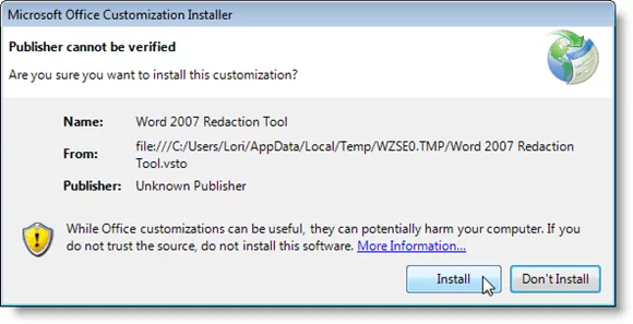 Ẩn dữ liệu bí mật trong tài liệu Word 2007/2010 8 Trình cài đặt tùy chỉnh Microsoft Office