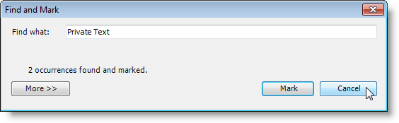 Ẩn dữ liệu bí mật trong tài liệu Word 2007/2010 15 Hai lần xuất hiện được tìm thấy và đánh dấu