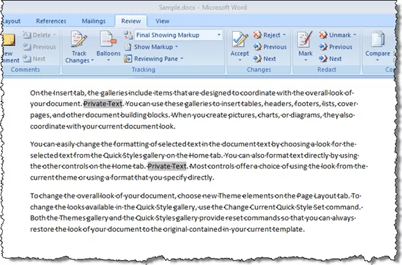 Ẩn dữ liệu bí mật trong tài liệu Word 2007/2010 16 14_private_text_marked_in_document