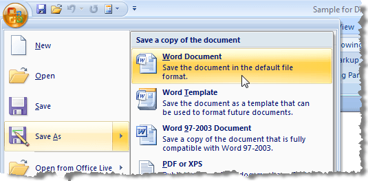 Ẩn dữ liệu bí mật trong tài liệu Word 2007/2010 26 Chọn Lưu dưới dạng