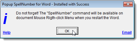Đã cài đặt với hộp thoại Thành công Đã cài đặt với hộp thoại Thành công