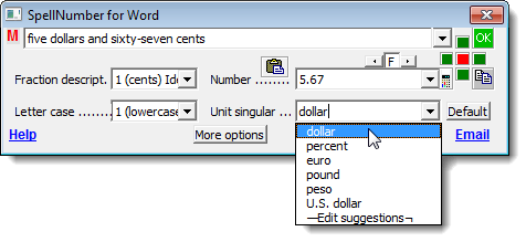 Chọn đơn vị số ít Chọn đơn vị số ít
