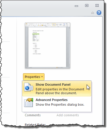 Hiển thị bảng tài liệu trong Word 2010 Hiển thị bảng tài liệu trong Word 2010