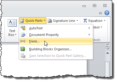 Chọn Trường từ menu thả xuống Phần nhanh Chọn Trường từ menu thả xuống Phần nhanh