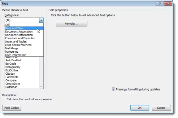 Chọn danh mục Ngày và Giờ Chọn danh mục Ngày và Giờ