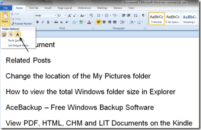 Cách tùy chỉnh chức năng dán của Word 9 Chỉ giữ văn bản
