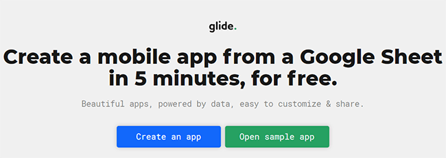 create-glide-app-front-page - Mẹo kỹ thuật trực tuyến Tạo ứng dụng trong hình ảnh Ứng dụng Glide