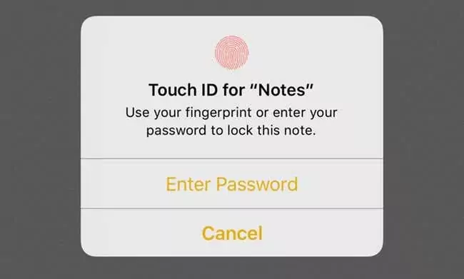 touch id để ghi chú