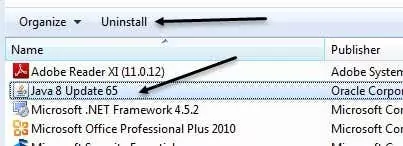 gỡ cài đặt java