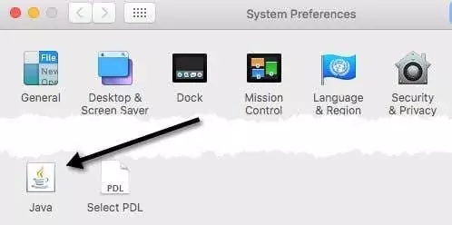 bảng điều khiển java mac