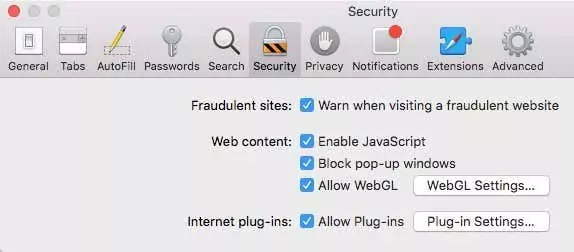 safari cho phép plugins