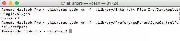 gỡ cài đặt java mac