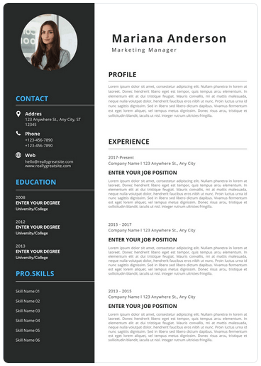 12-canva-resume-templates-for-any-profession-5-nén - Mẹo công nghệ trực tuyến Hình ảnh sơ yếu lý lịch hiện đại tối giản