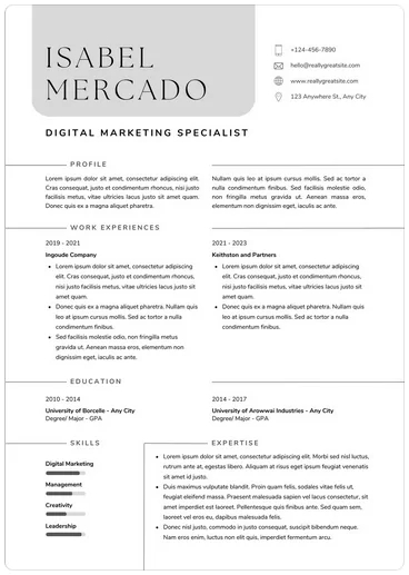 12-canva-resume-templates-for-any-profession-11-nén - Mẹo kỹ thuật trực tuyến Hình ảnh sơ yếu lý lịch tối giản đen trắng