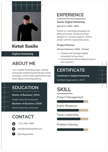 12-canva-resume-templates-for-any-profession-12-nén - Mẹo kỹ thuật trực tuyến Hình ảnh mẫu sơ yếu lý lịch hiện đại đơn giản