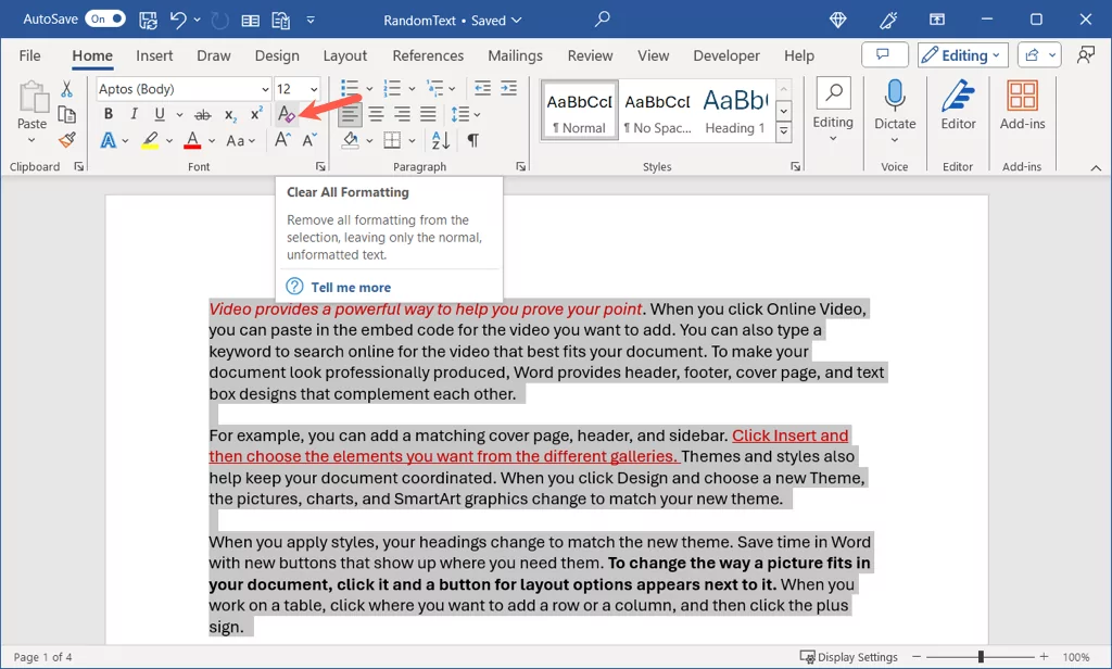 cách xóa-định dạng-trong-microsoft-word-3-nén - Bộ phận trợ giúp Geek Cách xóa định dạng trong Microsoft Word hình 4