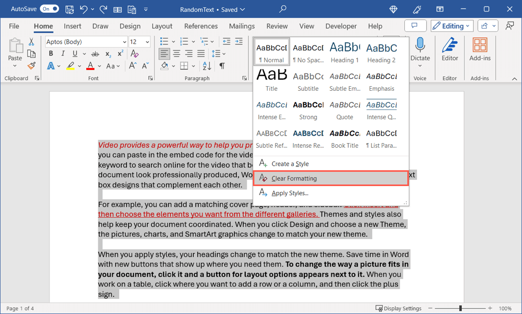 cách xóa-định dạng-in-microsoft-word-4-nén - Bộ phận trợ giúp Geek Cách xóa định dạng trong Microsoft Word hình 5