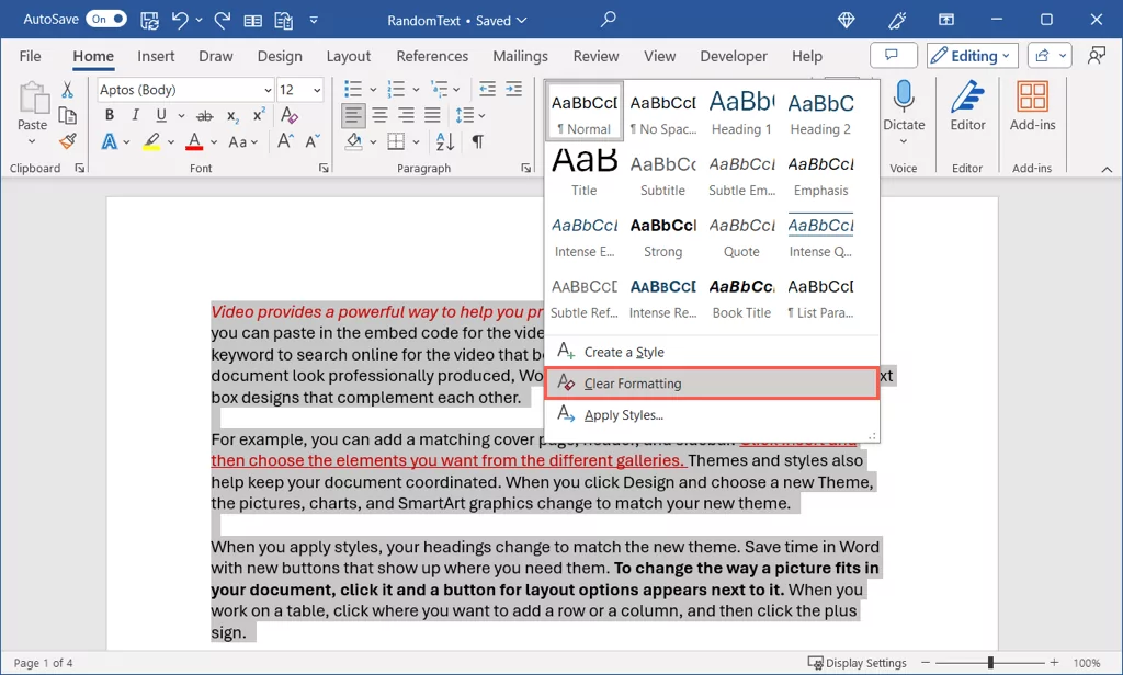 cách xóa-định dạng-in-microsoft-word-4-nén - Bộ phận trợ giúp Geek Cách xóa định dạng trong Microsoft Word hình 5