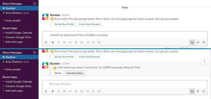 Ảnh chụp màn hình Slackbot - Mẹo công nghệ trực tuyến Sử dụng Slack Bot để đặt hình ảnh nhắc nhở