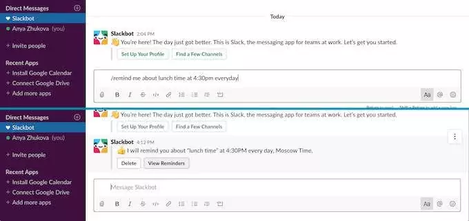 Ảnh chụp màn hình Slackbot - Mẹo công nghệ trực tuyến Sử dụng Slack Bot để đặt hình ảnh nhắc nhở