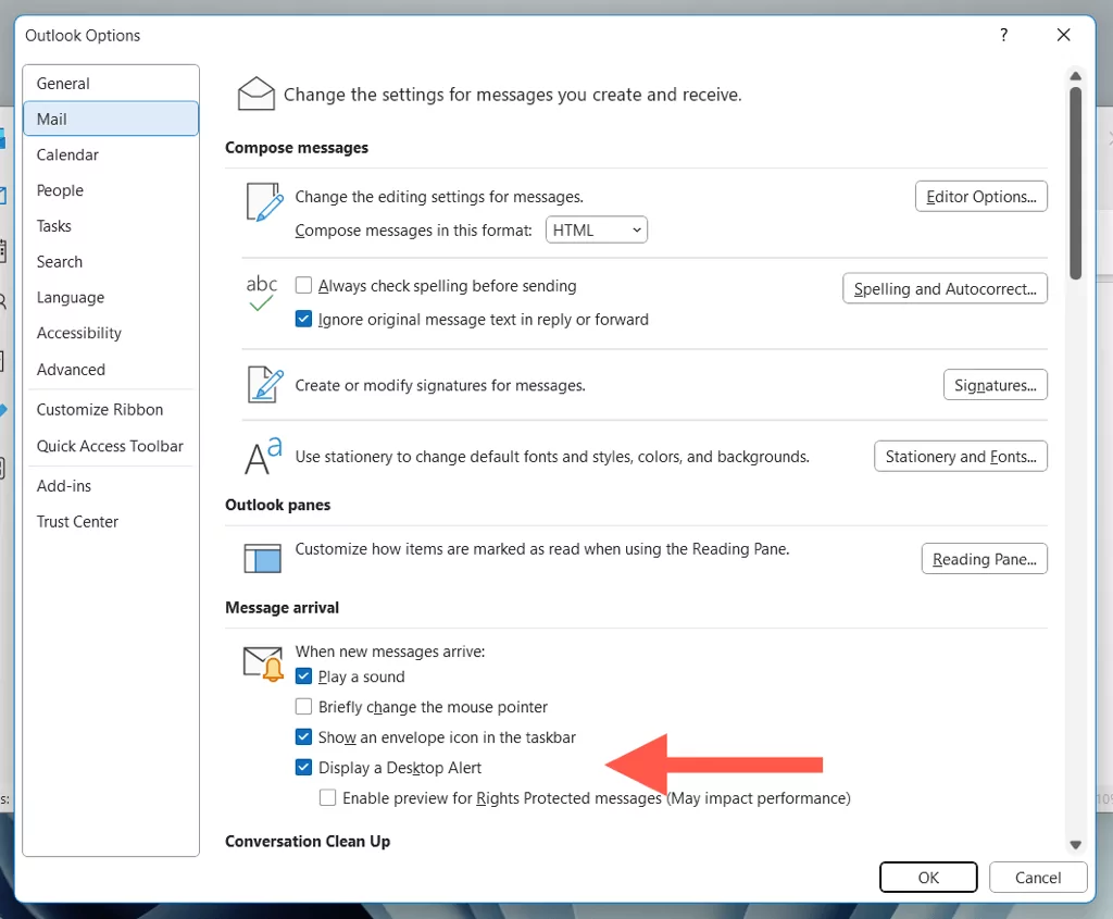 cách bật hoặc tắt-outlook-thông báo-4-nén - Help Desk Geek Cách bật hoặc tắt Off Hình ảnh thông báo Outlook 4