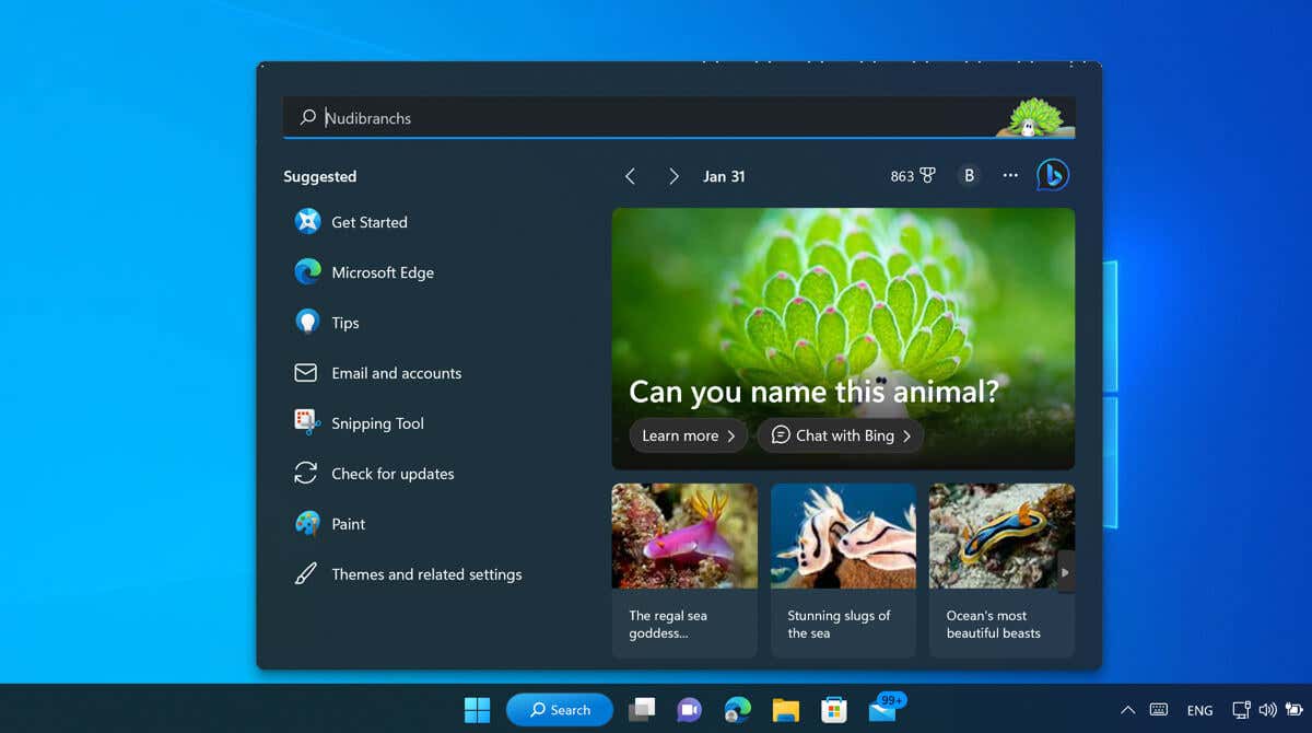 cách bật hoặc tắt tìm kiếm-đánh dấu-trong-windows-11-1-nén - Help Desk Geek Bảng tìm kiếm trên Windows 11, hiển thị các điểm tìm kiếm nổi bật cho người dùng