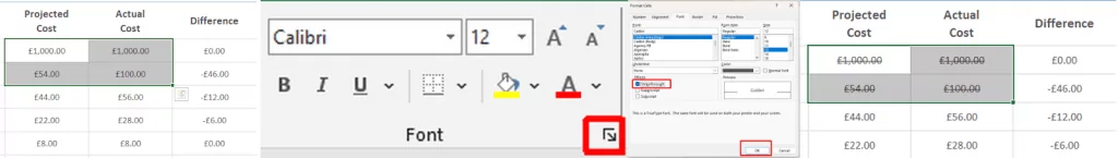 cách tấn công trong microsoft-excel-2-nén - Help Desk Geek Cách gạch ngang chữ trong Microsoft Excel hình 2