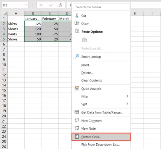 cách hiển thị số âm dưới dạng đỏ trong Excel-1 được nén - Help Desk Geek Cách hiển thị số âm màu đỏ trong Excel hình 2