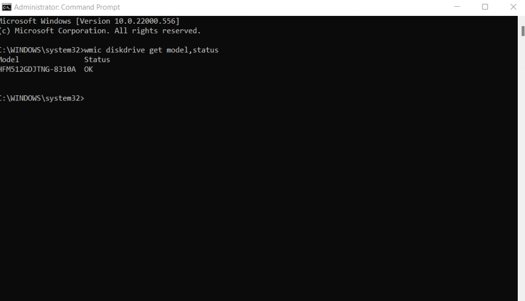 2-get-modelstatus - Bộ phận trợ giúp Geek Cách kiểm tra tình trạng ổ cứng trong Windows 11/10 hình 3