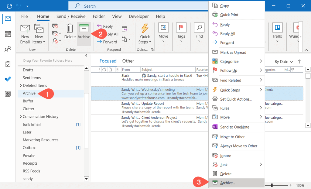cách lưu trữ-email-in-microsoft-outlook-1-nén - Bộ phận trợ giúp Geek Cách lưu trữ email trong Microsoft Outlook hình 2