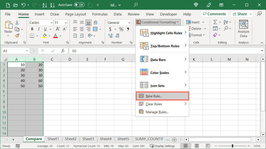 làm thế nào để so sánh-hai-columns-in-microsoft-excel-1-nén - Bộ phận trợ giúp Geek Cách so sánh hai cột trong Microsoft Excel hình 1
