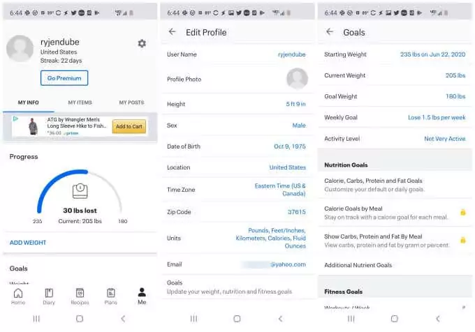 1-myfitnesspal-profile - Mẹo công nghệ trực tuyến Thiết lập hình ảnh MyFitnessPal