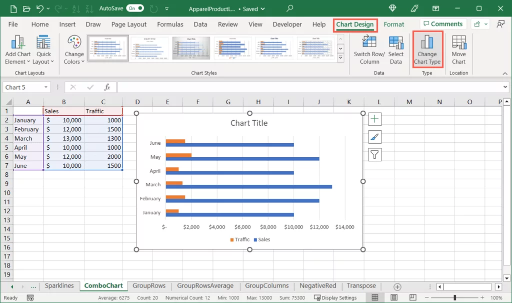 cách tạo-a-combo-chart-in-microsoft-excel-1-nén - Help Desk Geek Cách tạo biểu đồ kết hợp trong Microsoft Excel hình 2
