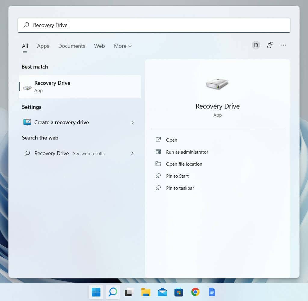 01-Open-Recovery-Drive-Creator - Bộ phận trợ giúp Geek Cách tạo và sử dụng USB Recovery Windows 11 image 2