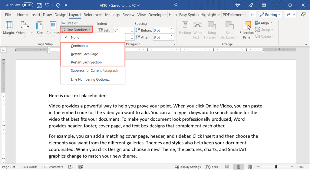 cách thêm số dòng trong Microsoft Word-1-nén-2 - Help Desk Geek Cách thêm số dòng trong Microsoft Word hình 1